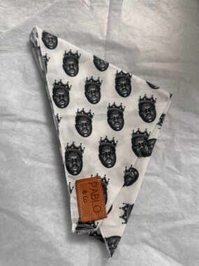 Pablo & Co. White Bandana with Black Crowned Face Print with Notorious BIG